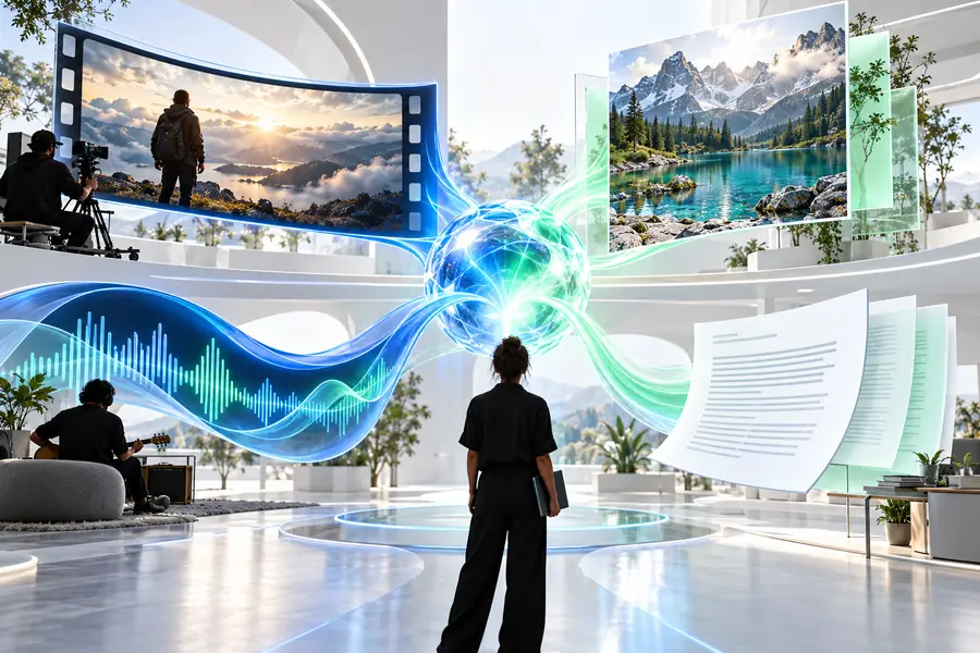 Abstrakte visuelle Darstellung eines kreativen KI-Workflows